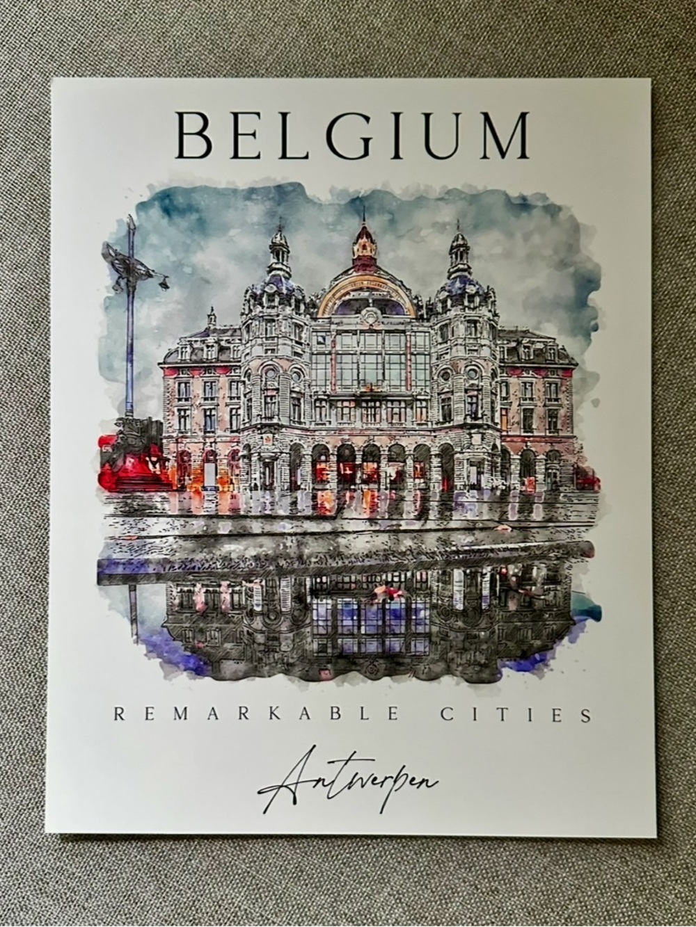 Belgium Antwerp Watercolor Art Print